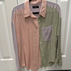 Lulu's Pastel Striped Button Down Shirt